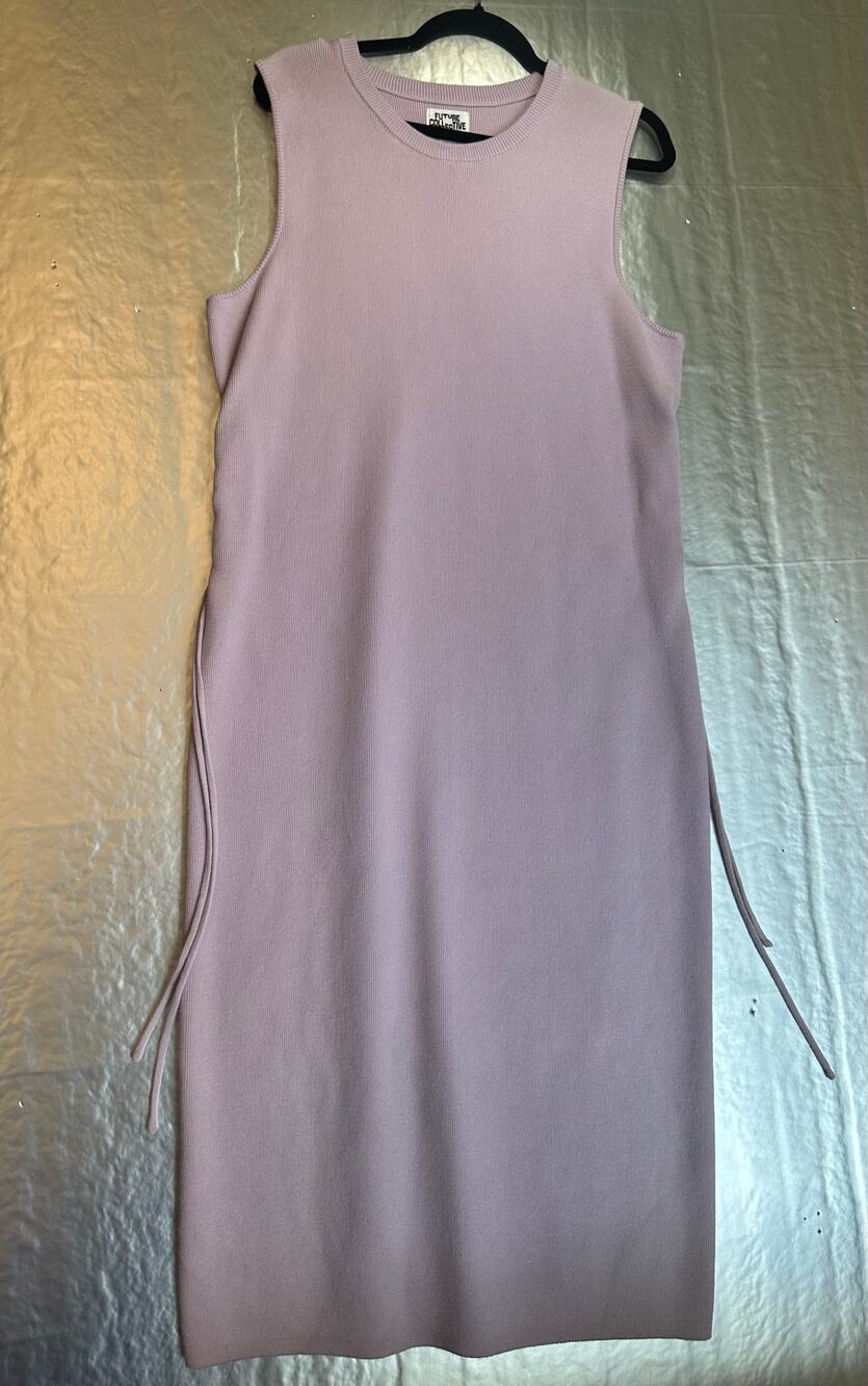 Future Collective XXL Lavender Sweater Knit Midi Dress Lace-Up NWT